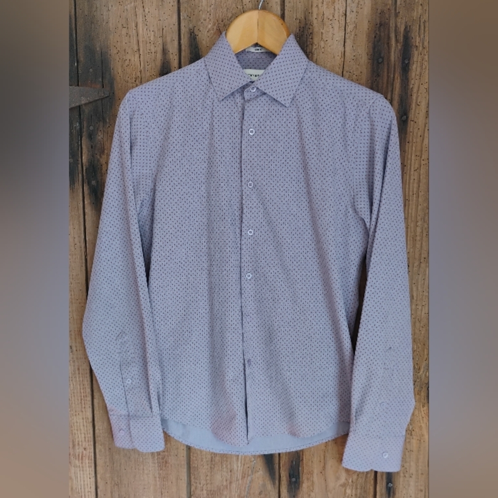 Lucky Brand Men's Dress Shirt Purple/Burgundy Long Sleeve Collar Sz 32/33